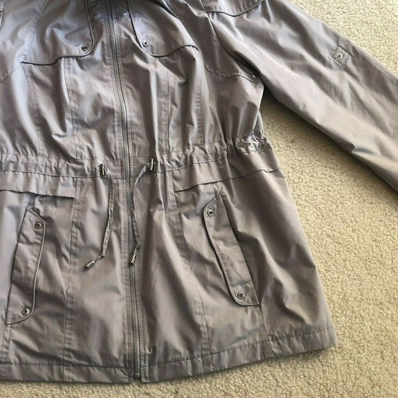 INTL DETAILS Women's Rain Jacket Coat XL Gray Lightweight Removable Hood - Picture 6 of 14